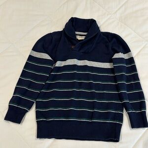 Hope and Henry boys navy with green and gray stripes sweater size small.